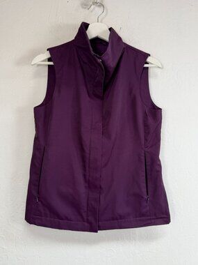 Eileen Fisher Womens Full Zip Plum Purple Lightweight Funnel Neck Vest Size PP